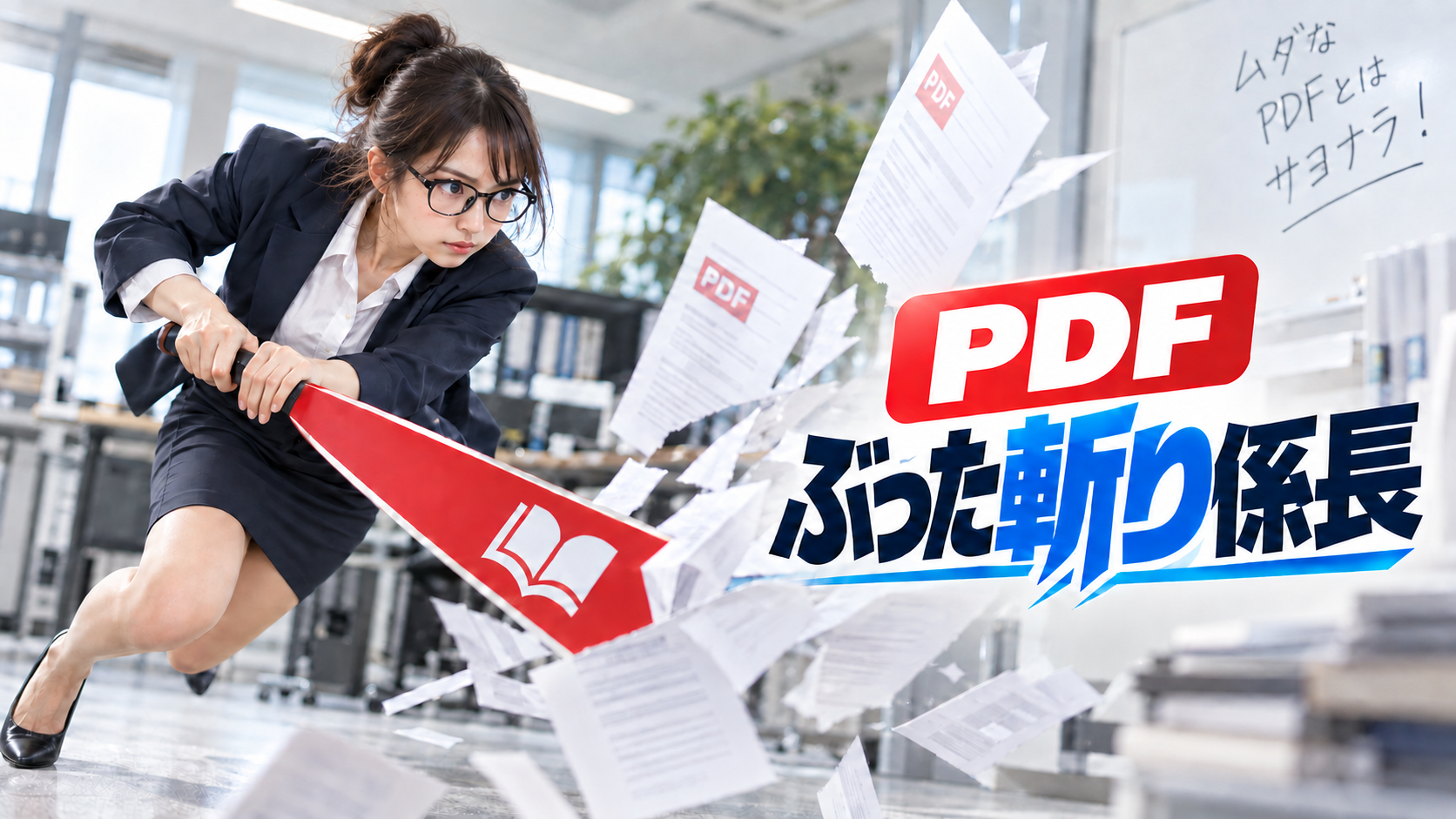 赤い刃でPDFを切り開く、PDFぶった斬り係長のキービジュアル